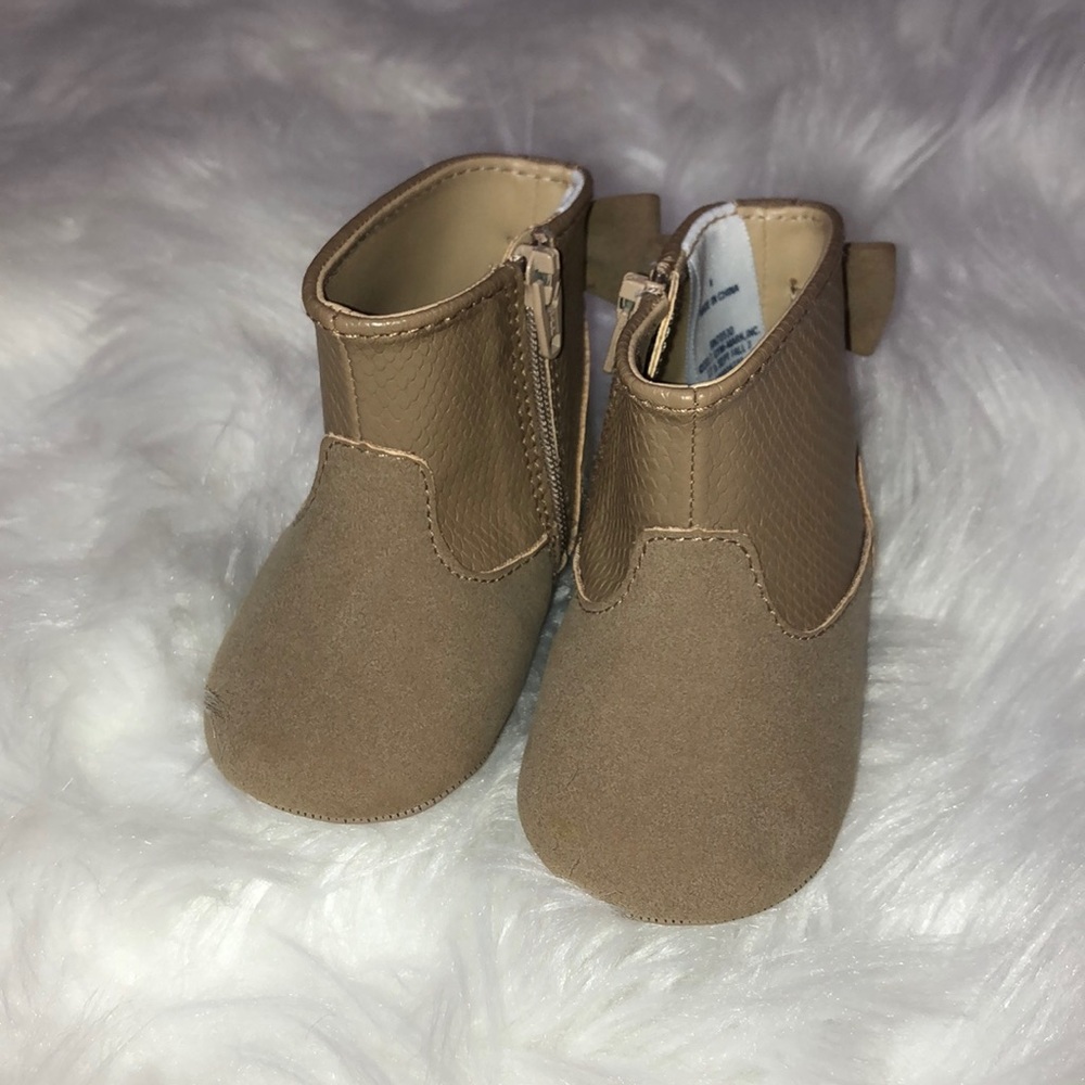 Janie and Jack Tan Bow Boots Slip on Size 1